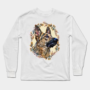 German Shepherd - Floral Long Sleeve T-Shirt